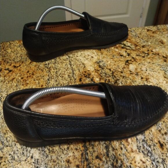 Alan Payne Black Bergamo Deerskin & Lizard Loafers Antique Sz 9 A main image 3